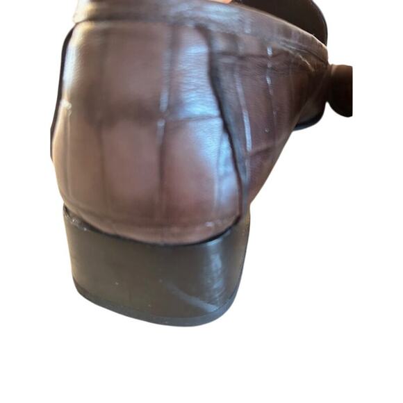 Claudia Ciuti “Aria” Brown Croc-Embossed Leather Loafer Pumps – 8.5 M - Picture 5 of 11